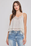 Lace-Trimmed Camisole Top- Cream
