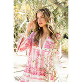 Tiered Embroiderd Dress- Pink