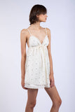 Satin Polka Dot Layered Mini Dress w Sweetheart Bows