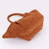 Gold Buckle Suede Tote Bag