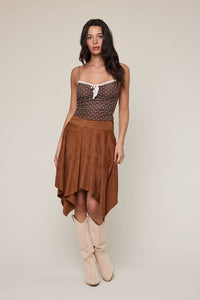Polka Dot Lace Cami Top- Cocoa