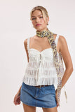 Clip Dot Tiered Ruffle Trim Cami Top