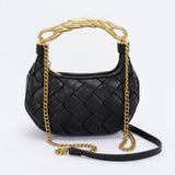 Faux Leather Braided Metal Handle Bag