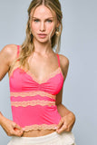 Lace Trim Cami Crop Top