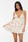Red Floral Sweetheart Ruffle Mini Dress