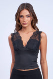 Plunging Neck Lace Strap Top