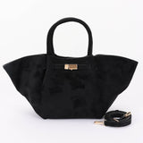 Gold Buckle Suede Tote Bag