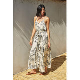 Flared Maxi Dress- Black Print