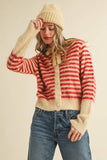 Striped Cardigan Hooded Sweater (2 Colors)