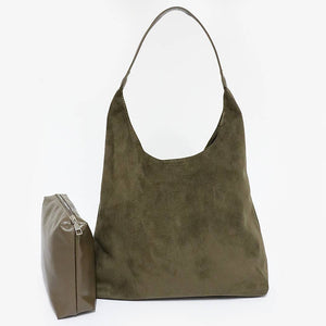 Faux Suede Bindle BAg w/ Pouch