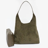 Faux Suede Bindle BAg w/ Pouch