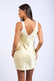 Satin Lace Open Back Mini Dress S