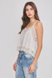 Lace-Trimmed Camisole Top- Cream