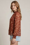 Floral Dot Print Back Tie Blouse