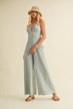 Super Soft Back Tie Wide Leg Jumpsuit