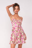 Floral Sleeveless Ruffle Trim Mini Dress