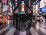 Riveted Fringe Suede Hobo