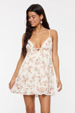 Red Floral Sweetheart Ruffle Mini Dress