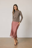 Satin Lace Hem Pencil Skirt