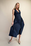 Scallop Neck Sleeveless Midi Dress - Midnight Navy