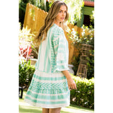 Tiered Jacquard Dress- Aqua