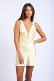 Satin Lace Open Back Mini Dress S