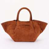Gold Buckle Suede Tote Bag