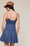 Smocked Torso Mini Romper - Ocean Blue