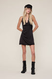 Halter Mini Dress with Open Back Lace Trim