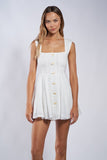 EYELET RIBBON-SHAPED BUTTON DECO MINI DRESS