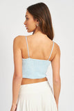 Lace Cami Bralette Top- Ice Blue