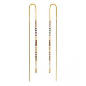 Miyuki Seed Bead Threader Earrings-Champagne