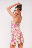 Floral Sleeveless Ruffle Trim Mini Dress