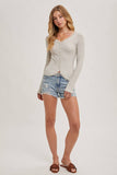 Button Down Lace Trim Knit Cardigan- Oatmeal