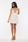 Red Floral Sweetheart Ruffle Mini Dress