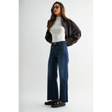 High Rise Wide Leg Raw Hem Jeans