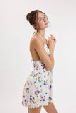 Blooming Floral Eyelet Print Halter Dress