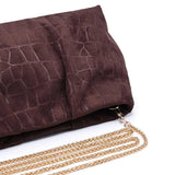 Croc Embossed Faux Suede Clutch (2 Colors)