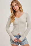 Button Down Lace Trim Knit Cardigan- Oatmeal