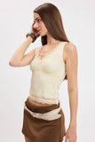 Floral Lace V-Neck Vanilla