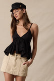 Sweetheart Tiered Ruffle Top - Black
