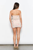 Floral Chiffon Strapless Top w Pleated Back