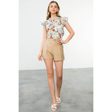 Floral Flutter Sleeve Top Floral