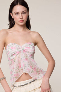 Floral Chiffon Twisted Tube Top