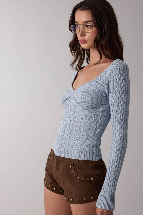 Long Sleeve Cable Knit Sweater