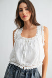 Embroidered Cotton Top- Off White