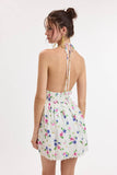 Blooming Floral Eyelet Print Halter Dress