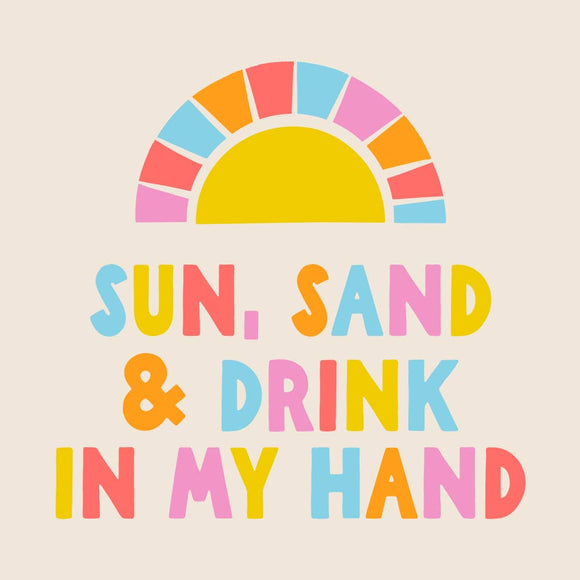 Festive Beach Funny Napkins | Sun, Sand & Drink In My Hand