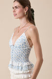 Ditsy Floral Sweetheart Smocked Lace Cami