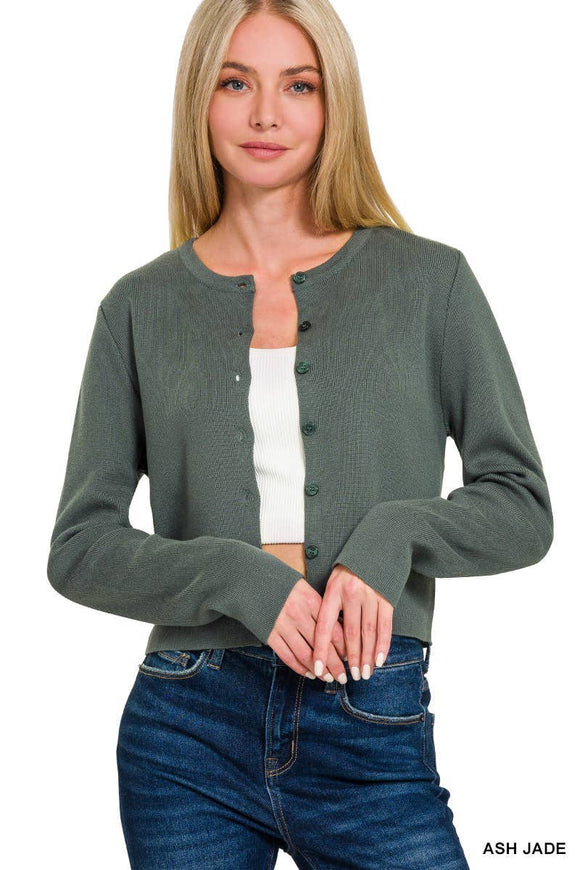 Crewneck Long Sleeve Cardigan